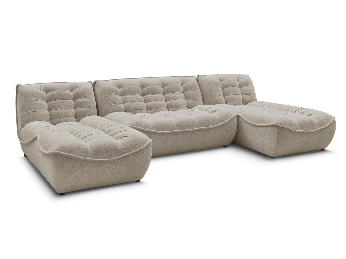 canapé panoramique fixe modulable serena tissu chiné de couleur taupe