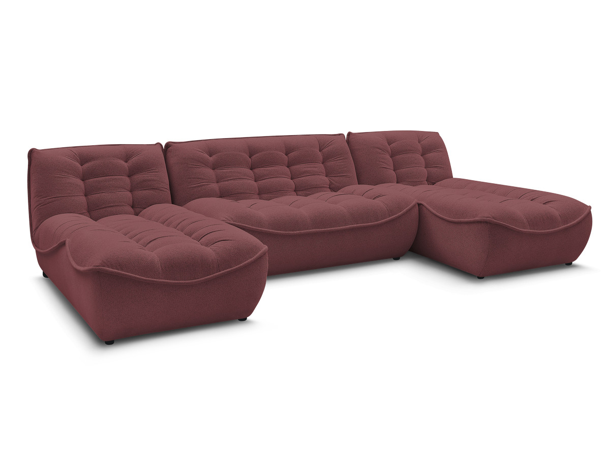 canapé panoramique fixe modulable serena tissu chiné de couleur rouge