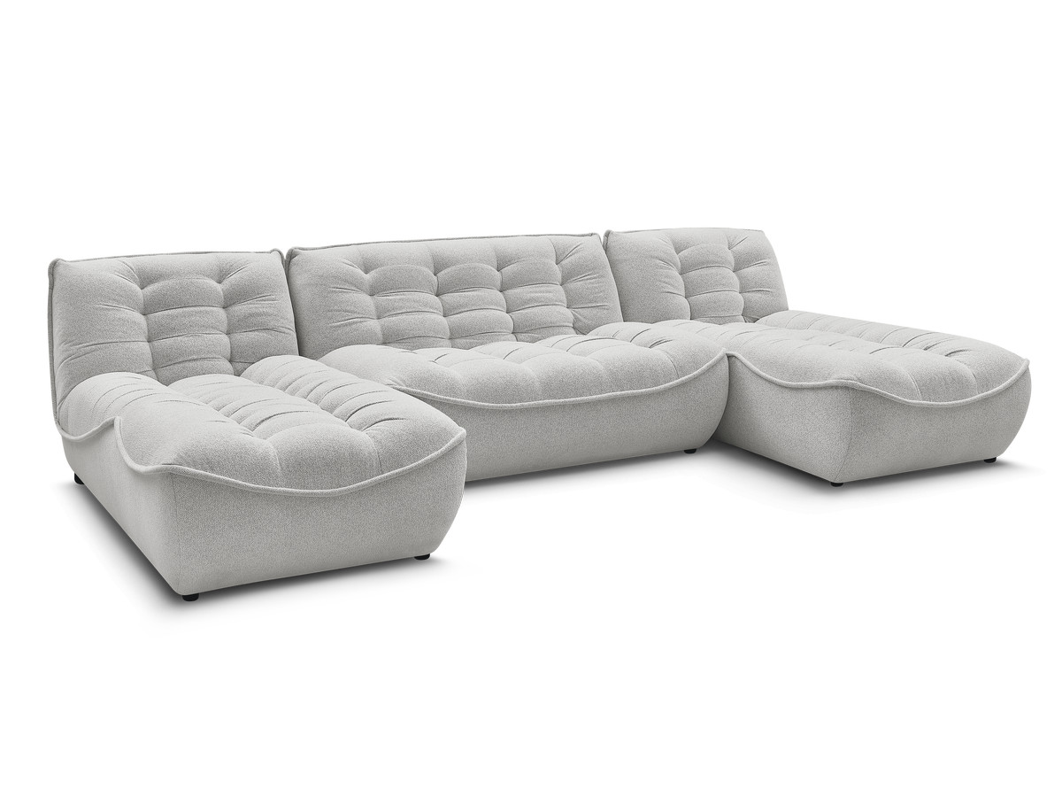 canapé panoramique fixe modulable serena tissu chiné de couleur gris clair