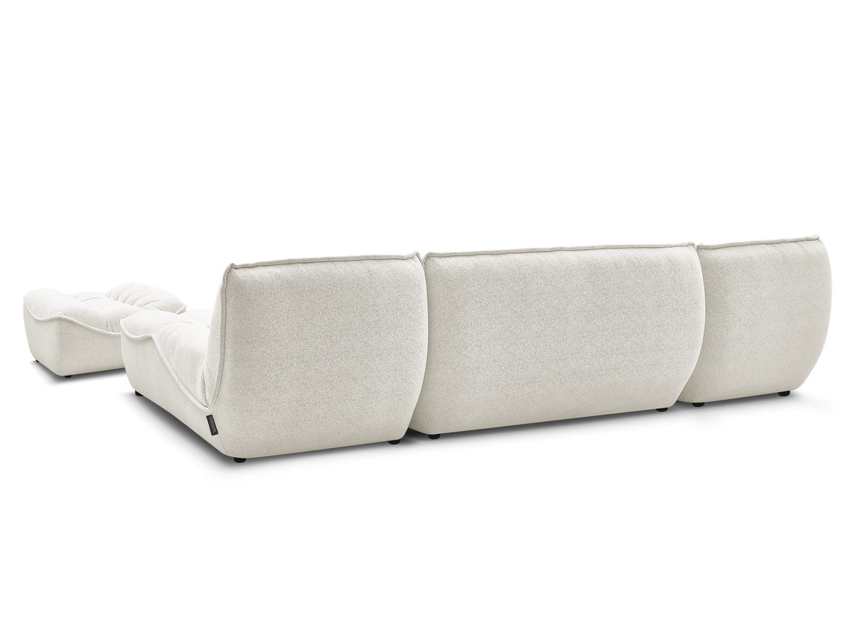 Canapé panoramique fixe modulable SERENA tissu chiné avec pouf