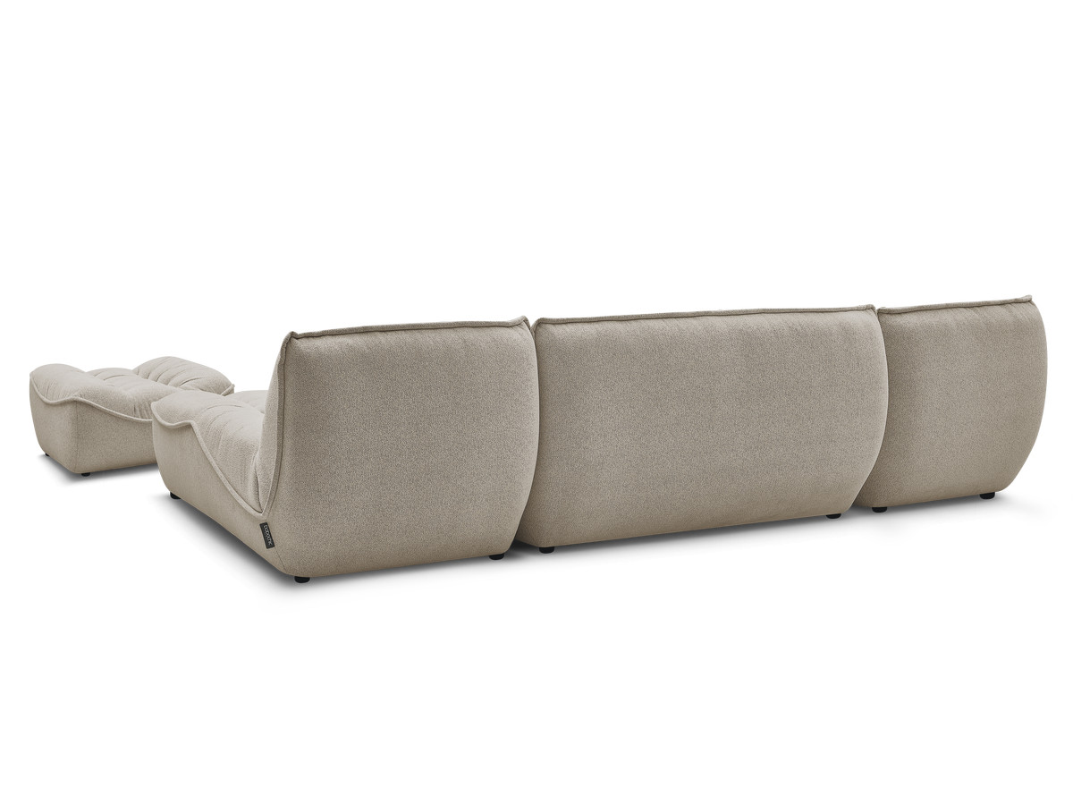 SERENA modulaire vaste panoramabank in gemęleerde stof met voetenbank