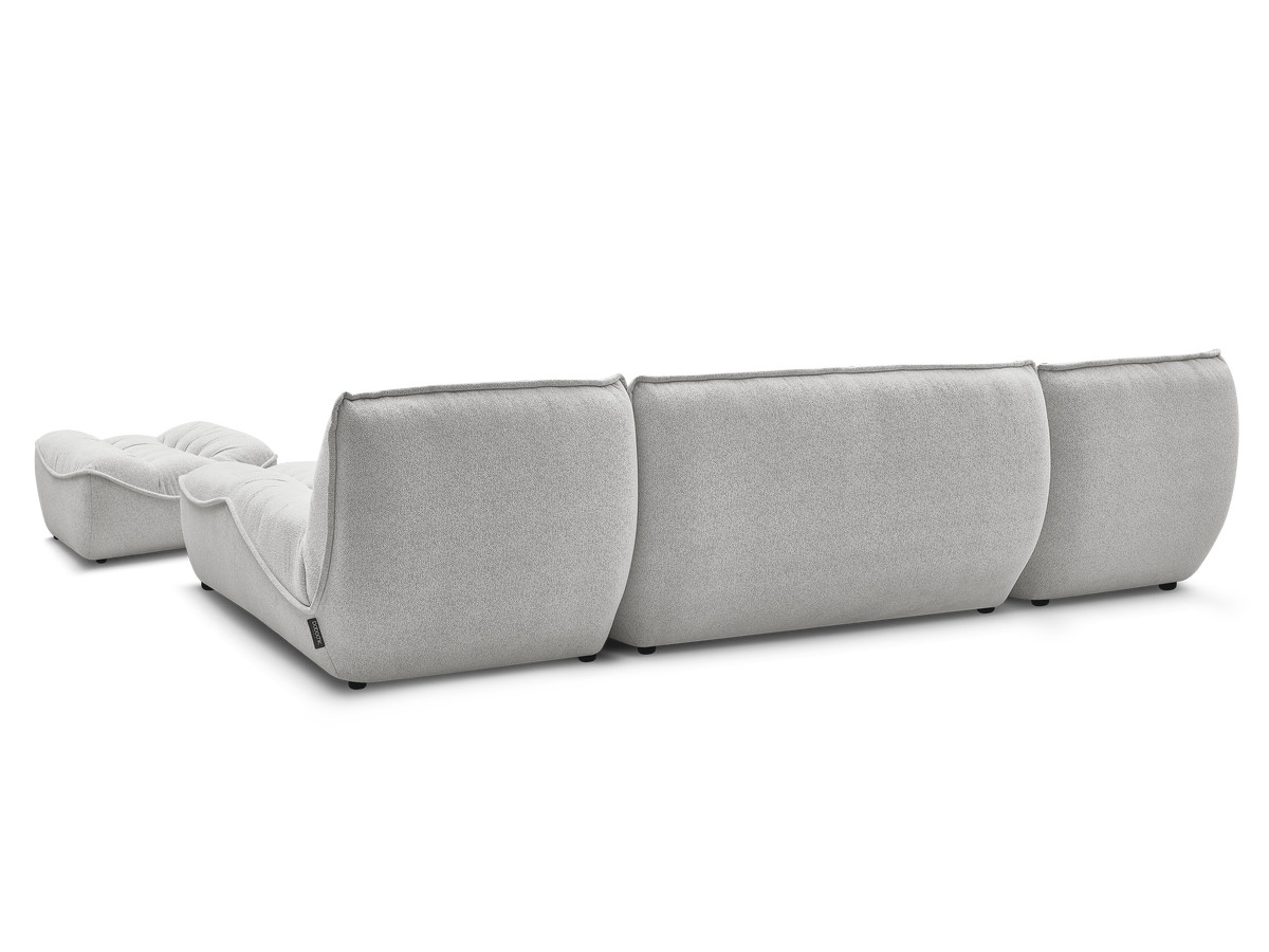 Canapé panoramique fixe modulable SERENA tissu chiné avec pouf