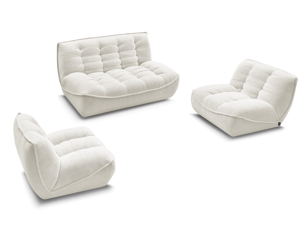 Canapé droit fixe modulable SERENA avec 2 chauffeuses 1 place et 1 chauffeuse 2 places tissu chiné