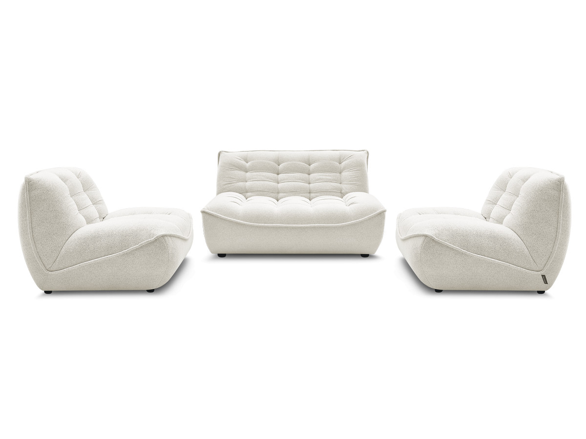 Canapé droit fixe modulable SERENA avec 2 chauffeuses 1 place et 1 chauffeuse 2 places tissu chiné