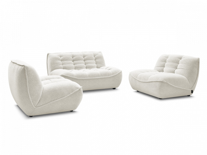 Canapé droit fixe modulable SERENA avec 2 chauffeuses 1 place et 1 chauffeuse 2 places tissu chiné