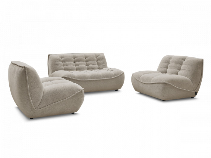 Canapé droit fixe modulable SERENA avec 2 chauffeuses 1 place et 1 chauffeuse 2 places tissu chiné