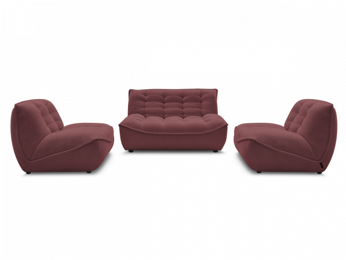 Canapé droit fixe modulable SERENA avec 2 chauffeuses 1 place et 1 chauffeuse 2 places tissu chiné