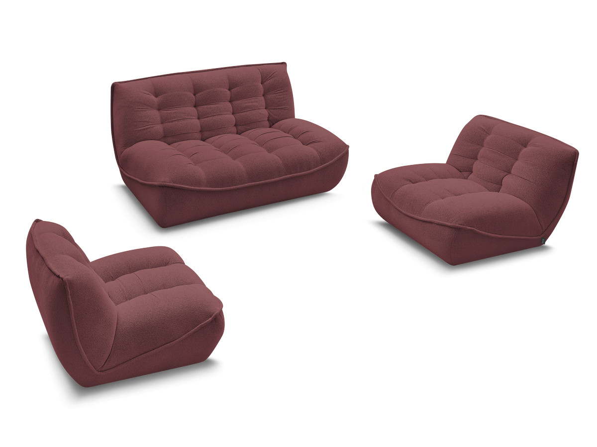 Canapé droit fixe modulable SERENA avec 2 chauffeuses 1 place et 1 chauffeuse 2 places tissu chiné