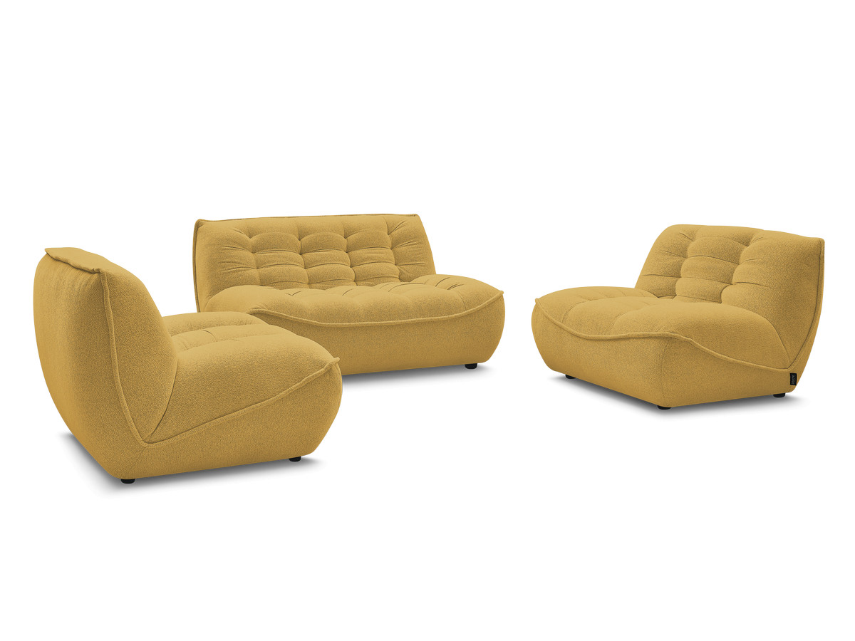 Canapé droit fixe modulable SERENA avec 2 chauffeuses 1 place et 1 chauffeuse 2 places tissu chiné