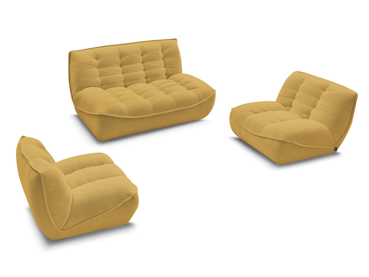 Canapé droit fixe modulable SERENA avec 2 chauffeuses 1 place et 1 chauffeuse 2 places tissu chiné