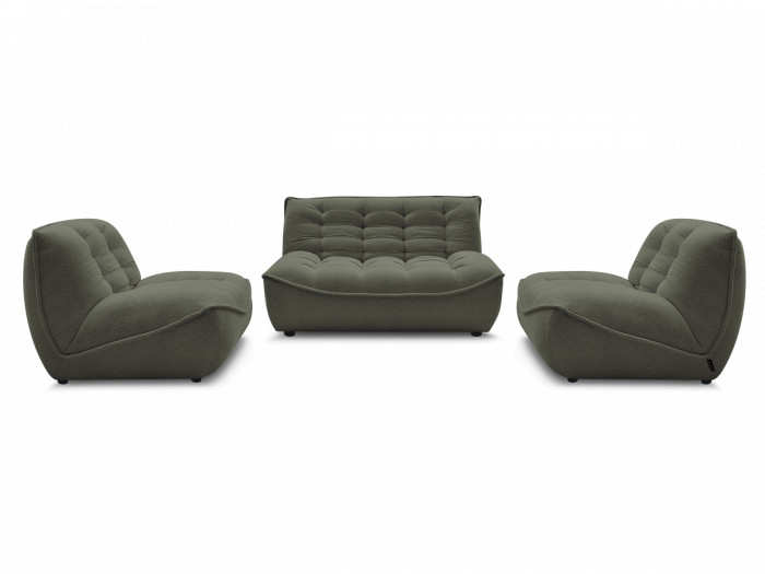 Canapé droit fixe modulable SERENA avec 2 chauffeuses 1 place et 1 chauffeuse 2 places tissu chiné