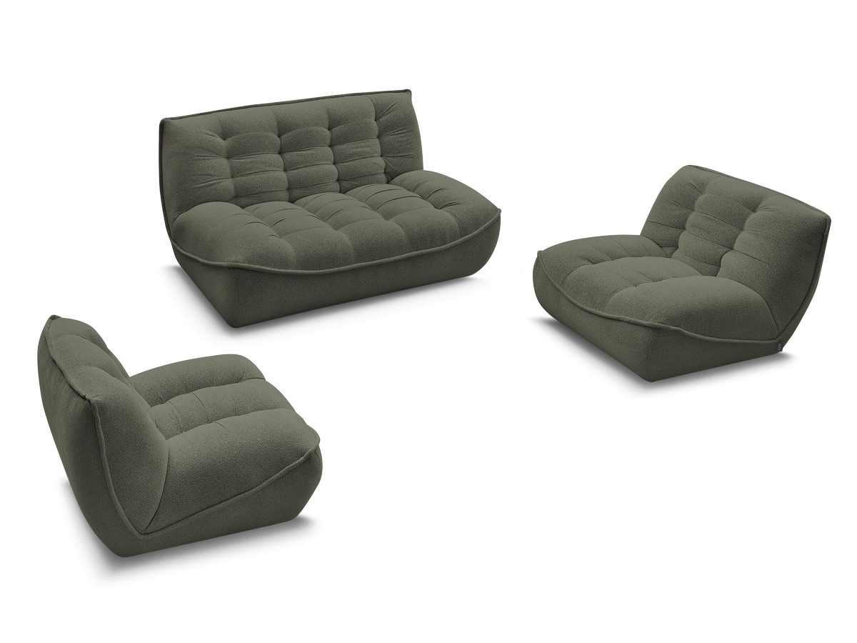 Canapé droit fixe modulable SERENA avec 2 chauffeuses 1 place et 1 chauffeuse 2 places tissu chiné