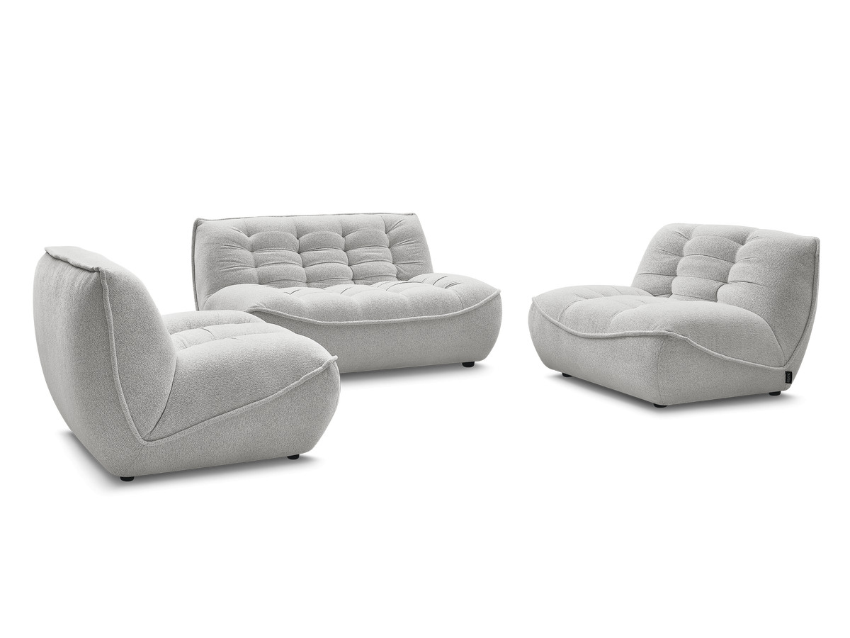 Canapé droit fixe modulable SERENA avec 2 chauffeuses 1 place et 1 chauffeuse 2 places tissu chiné