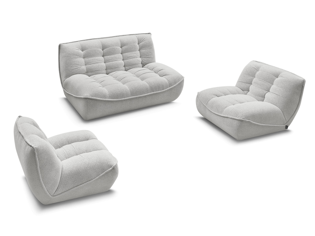 Canapé droit fixe modulable SERENA avec 2 chauffeuses 1 place et 1 chauffeuse 2 places tissu chiné