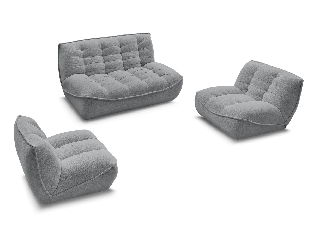 Canapé droit fixe modulable SERENA avec 2 chauffeuses 1 place et 1 chauffeuse 2 places tissu chiné