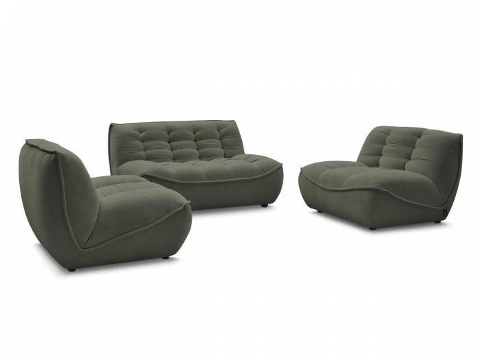 Canapé droit fixe modulable SERENA avec 2 chauffeuses 1 place et 1 chauffeuse 2 places tissu chiné