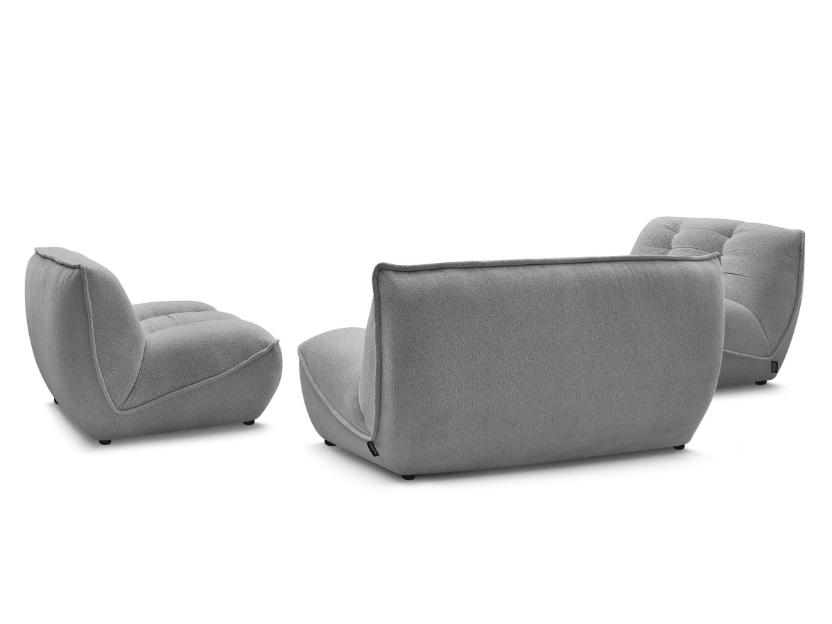 Canapé droit fixe modulable SERENA avec 2 chauffeuses 1 place et 1 chauffeuse 2 places tissu chiné