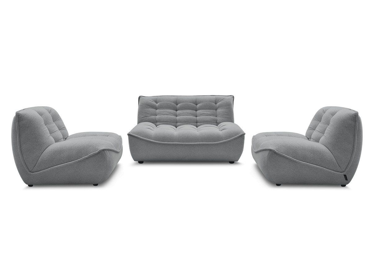 Canapé droit fixe modulable SERENA avec 2 chauffeuses 1 place et 1 chauffeuse 2 places tissu chiné