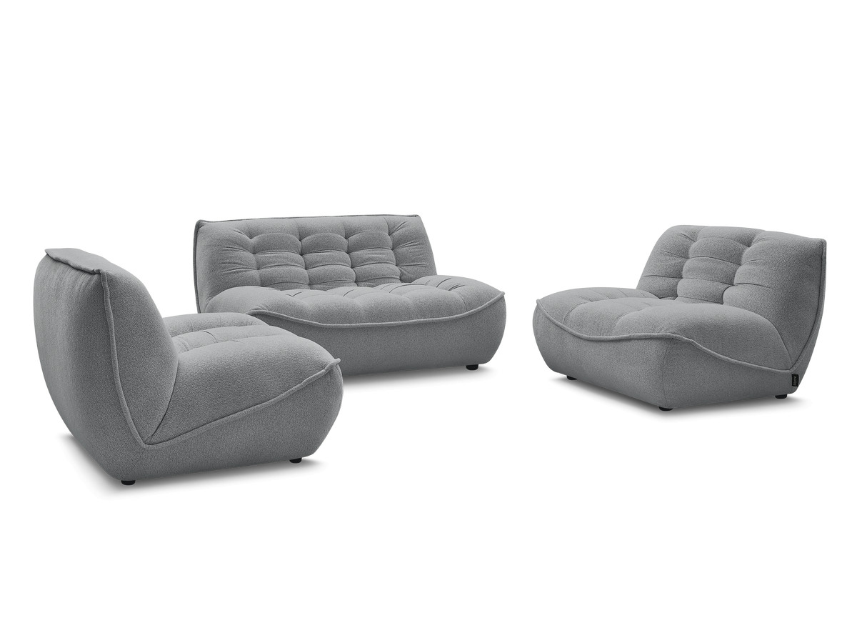 Canapé droit fixe modulable SERENA avec 2 chauffeuses 1 place et 1 chauffeuse 2 places tissu chiné