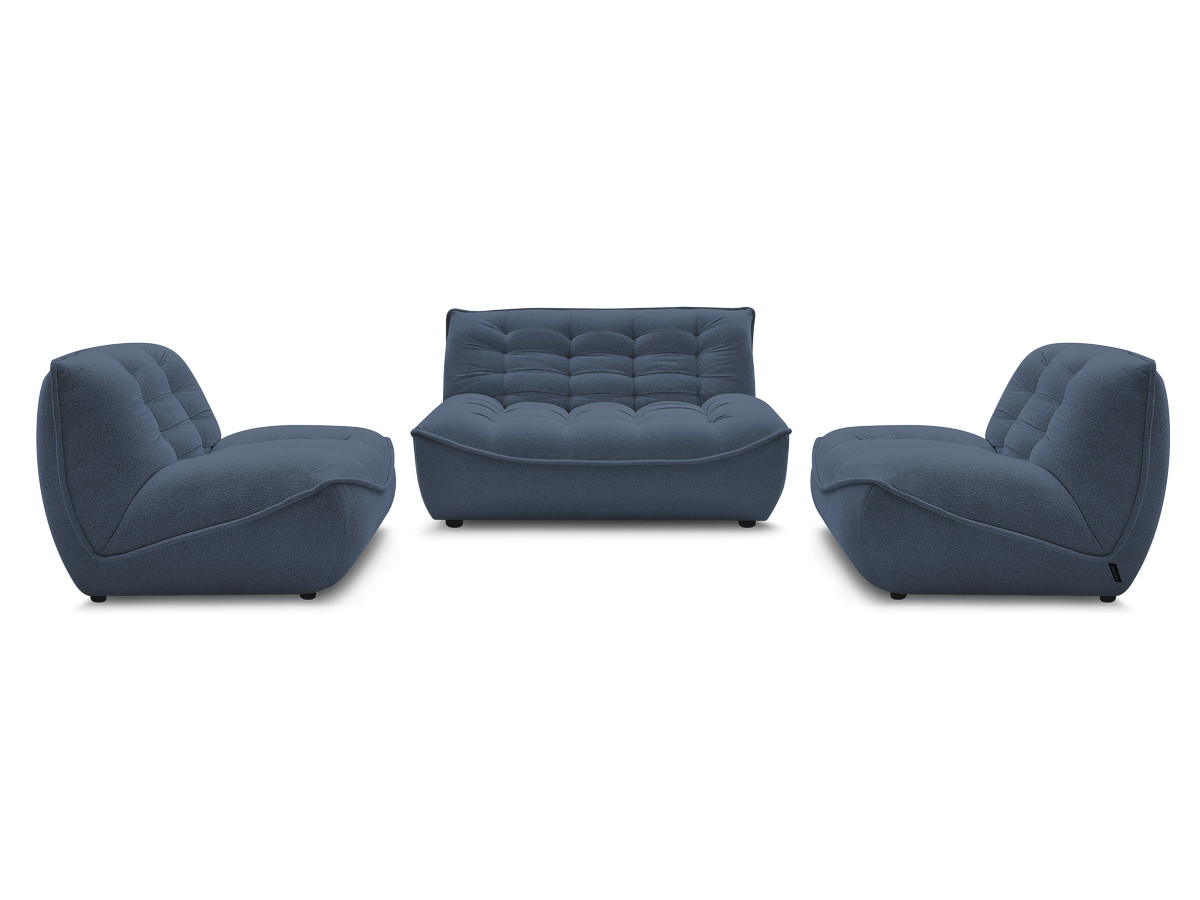 Canapé droit fixe modulable SERENA avec 2 chauffeuses 1 place et 1 chauffeuse 2 places tissu chiné