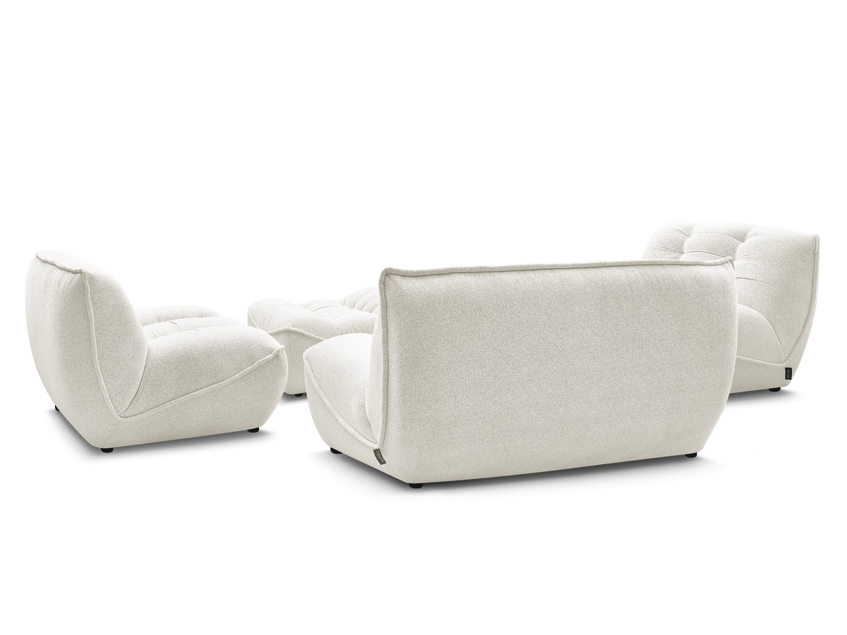 Modulaire vaste bank SERENA met twee 1-zits fauteuils en een 2-zits fauteuil in gemęleerde stof met voetenbank