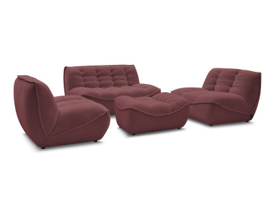 Canapé droit fixe modulable SERENA avec 2 chauffeuses 1 place et 1 chauffeuse 2 places tissu chiné avec pouf