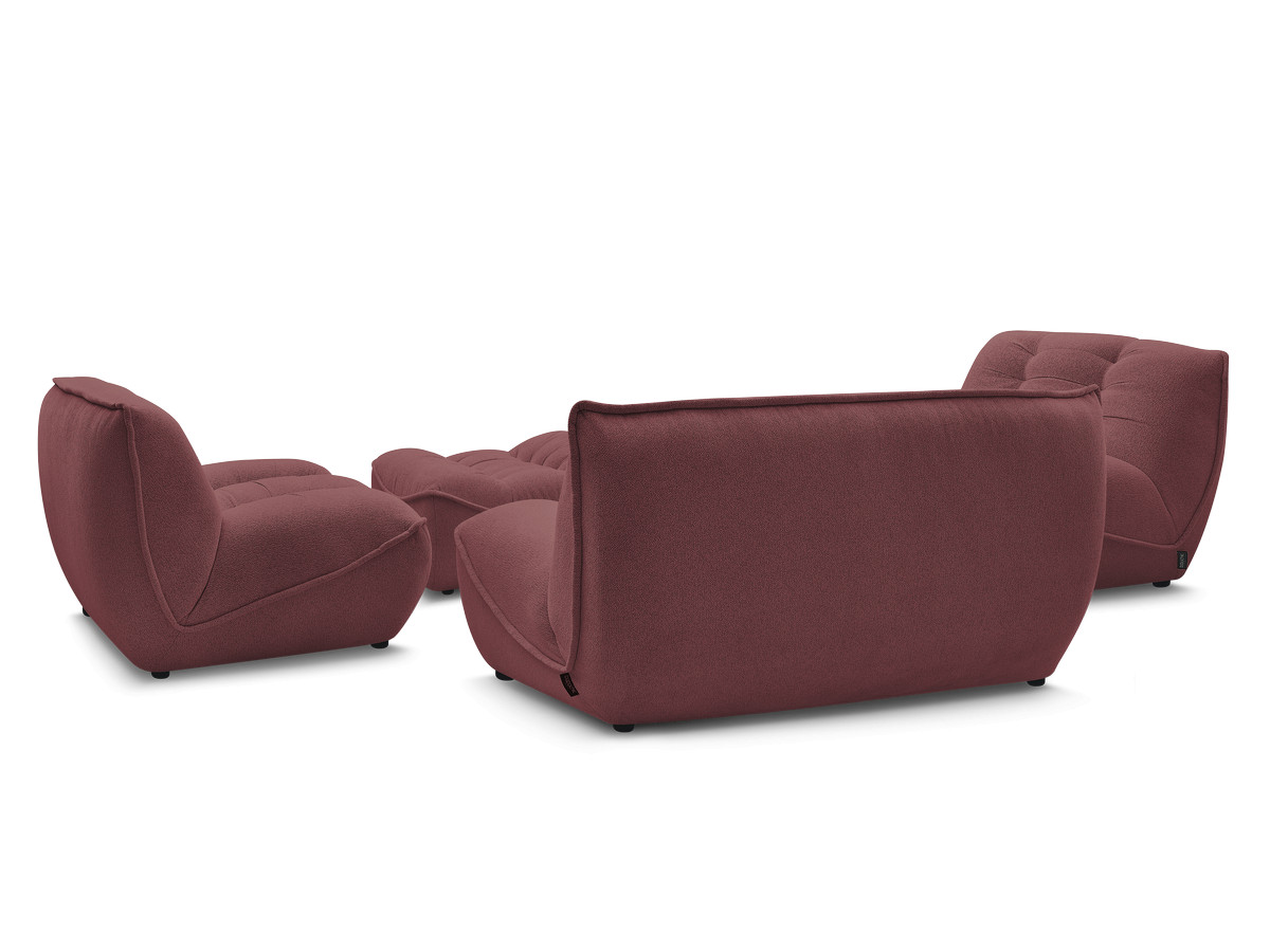 Modulaire vaste bank SERENA met twee 1-zits fauteuils en een 2-zits fauteuil in gemęleerde stof met voetenbank
