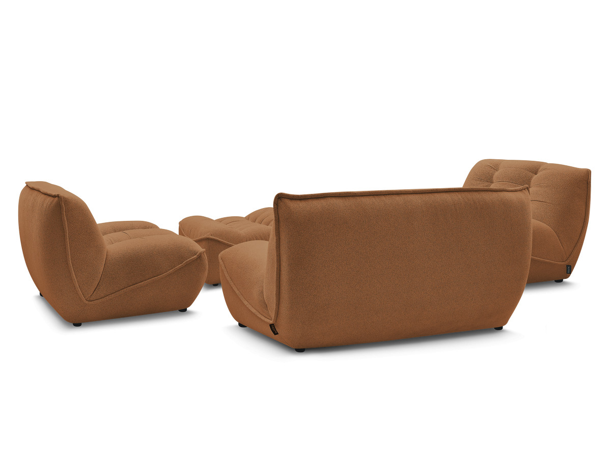 Modulaire vaste bank SERENA met twee 1-zits fauteuils en een 2-zits fauteuil in gemęleerde stof met voetenbank
