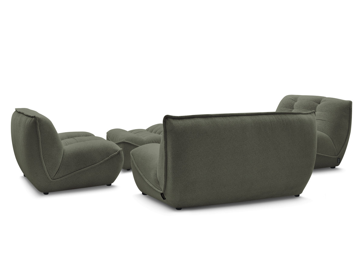 Modulaire vaste bank SERENA met twee 1-zits fauteuils en een 2-zits fauteuil in gemęleerde stof met voetenbank