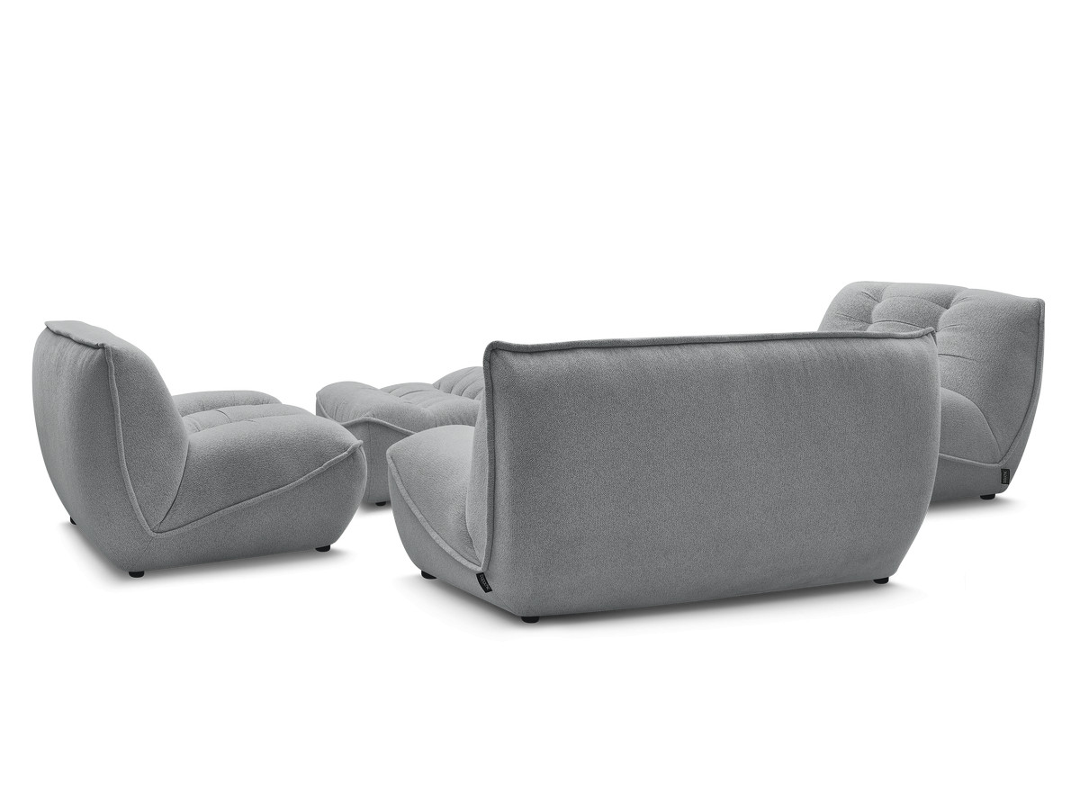 Modulaire vaste bank SERENA met twee 1-zits fauteuils en een 2-zits fauteuil in gemęleerde stof met voetenbank