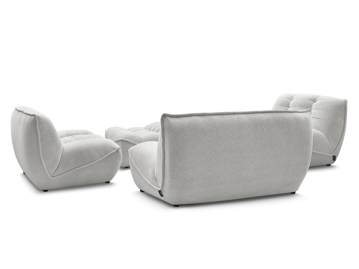 Modulaire vaste bank SERENA met twee 1-zits fauteuils en een 2-zits fauteuil in gemęleerde stof met voetenbank