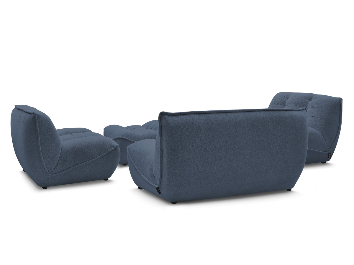 Modulaire vaste bank SERENA met twee 1-zits fauteuils en een 2-zits fauteuil in gemęleerde stof met voetenbank