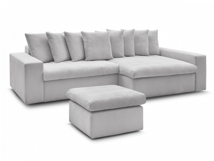 Canapé d'angle fixe ENORE velours côtelé avec pouf