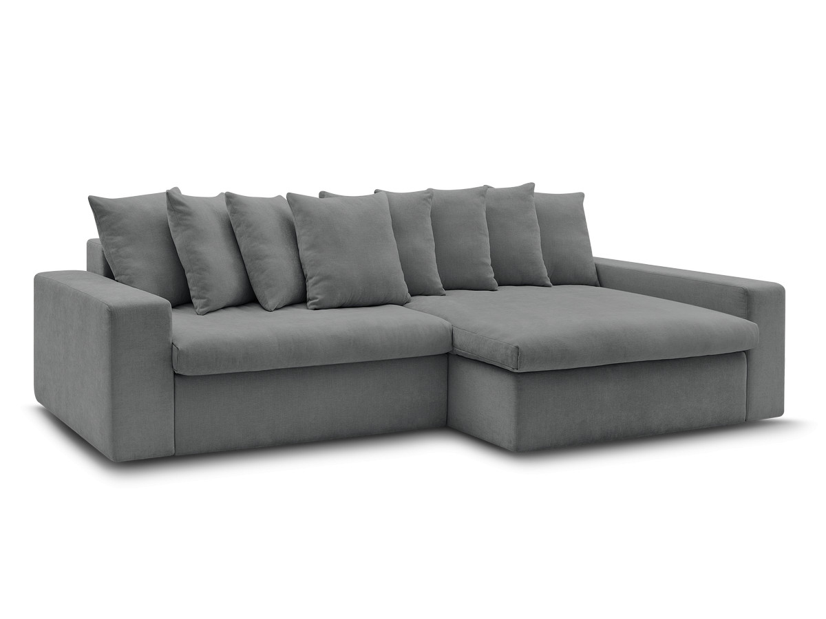 canapé d'angle fixe enore tissu lisse de couleur gris foncé