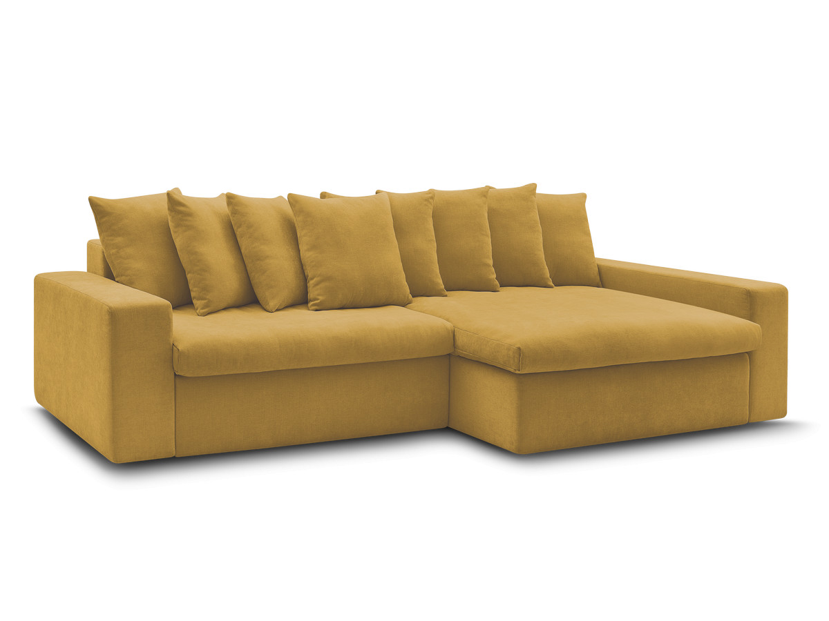 canapé d'angle fixe enore tissu lisse de couleur jaune