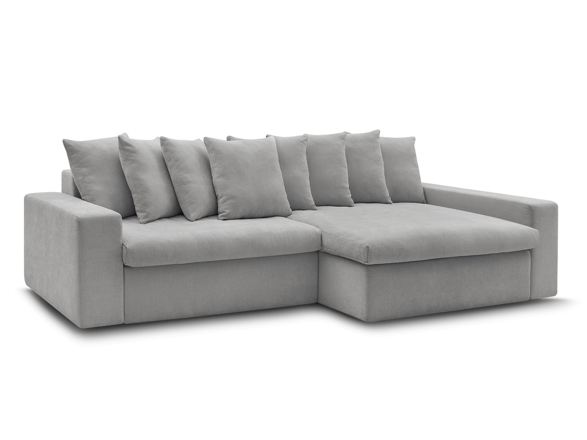 canapé d'angle fixe enore tissu lisse de couleur gris clair