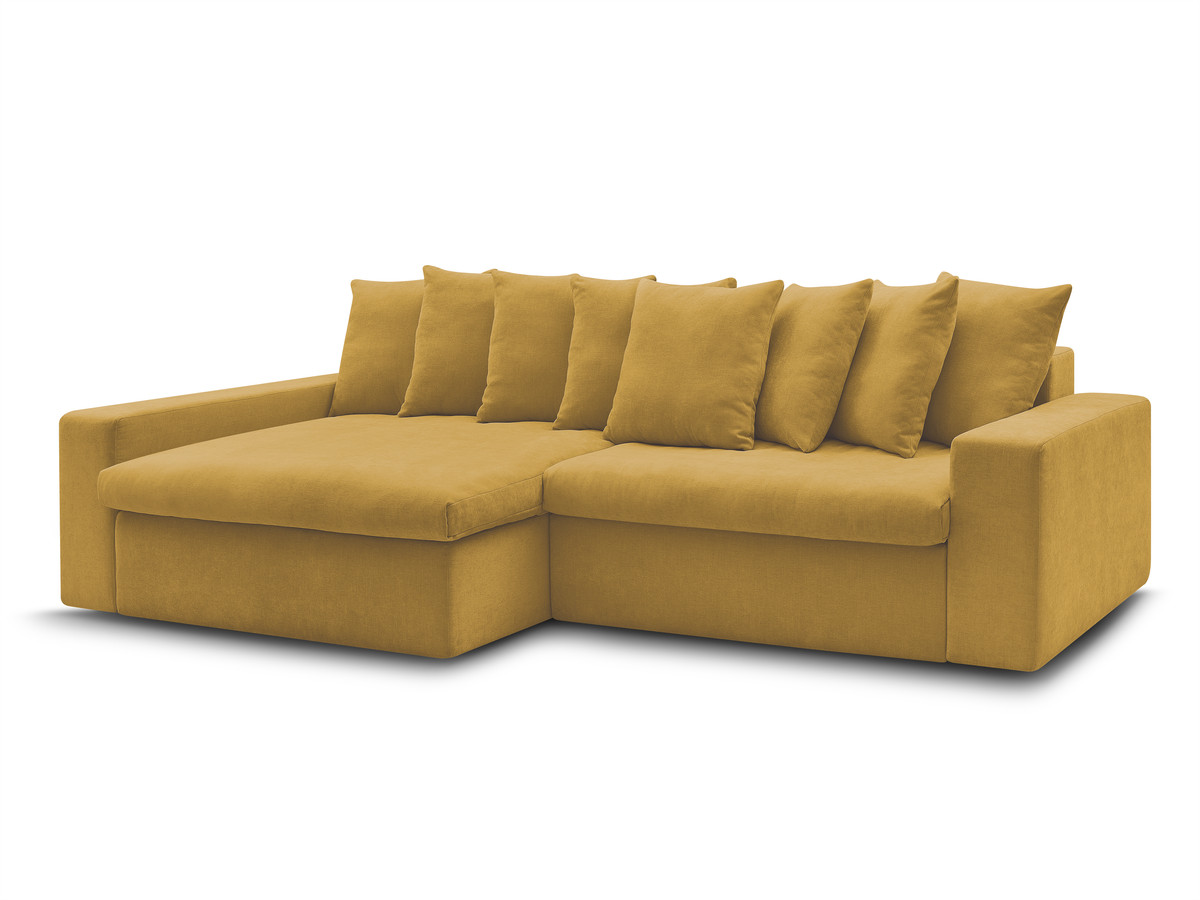 canapé d'angle fixe enore tissu lisse de couleur jaune