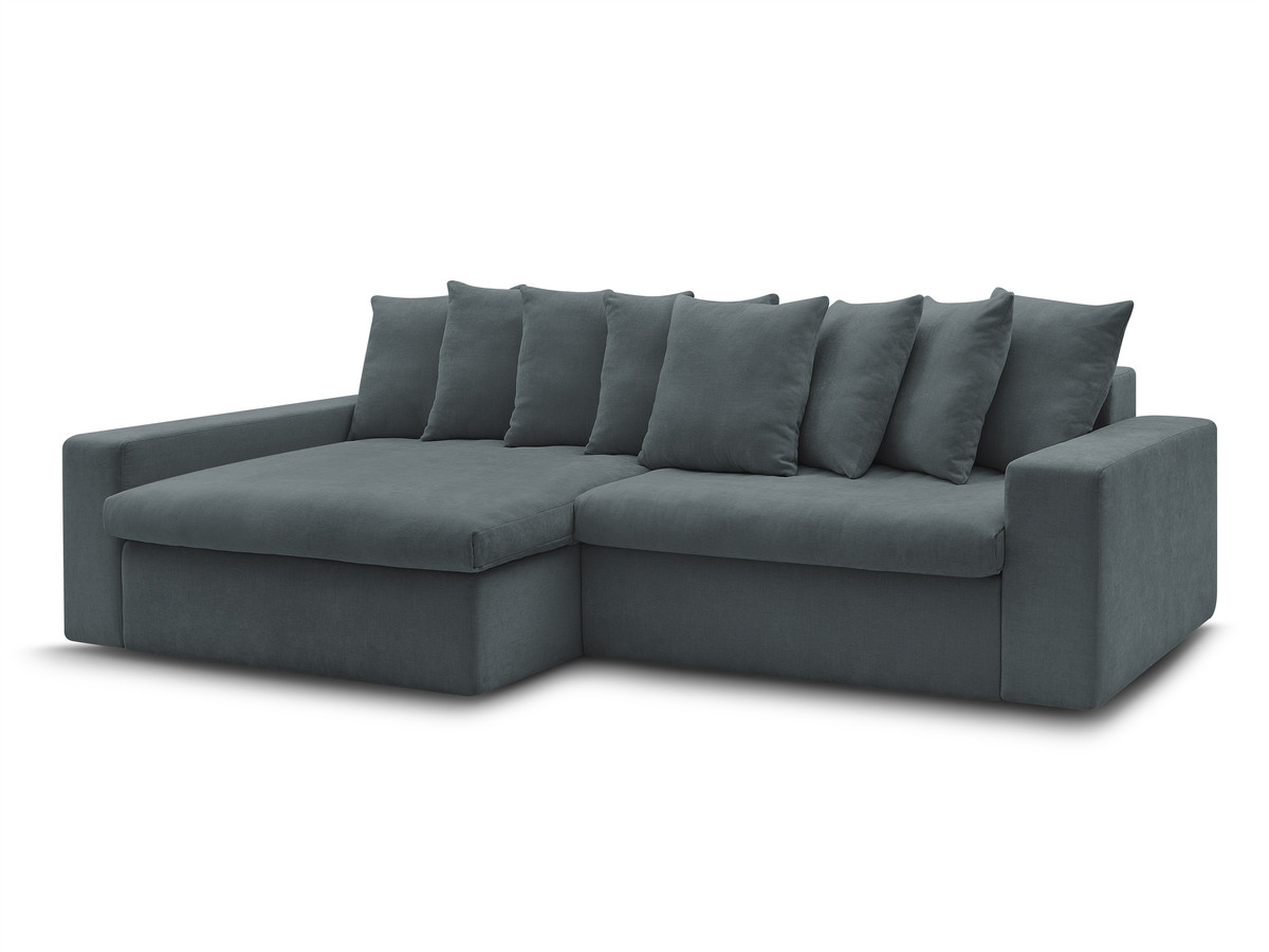 canapé d'angle fixe enore tissu lisse de couleur bleu