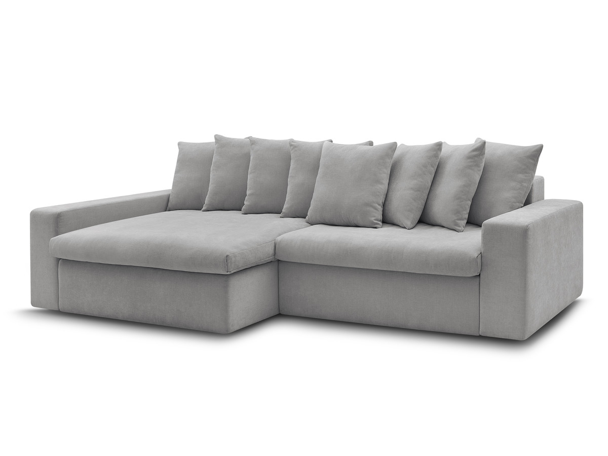 canapé d'angle fixe enore tissu lisse de couleur gris clair