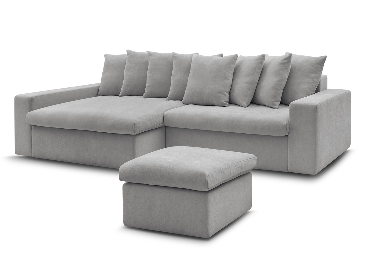 ENORE vaste hoekbank in gladde stof met voetenbank