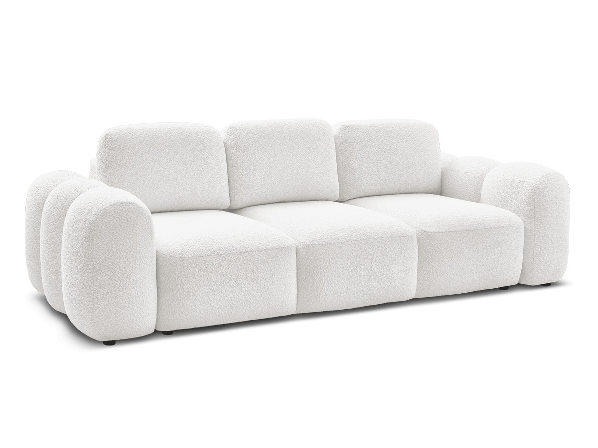 canapé droit convertible coffre 3 places montaigne tissu bouclette gekleurd blanc