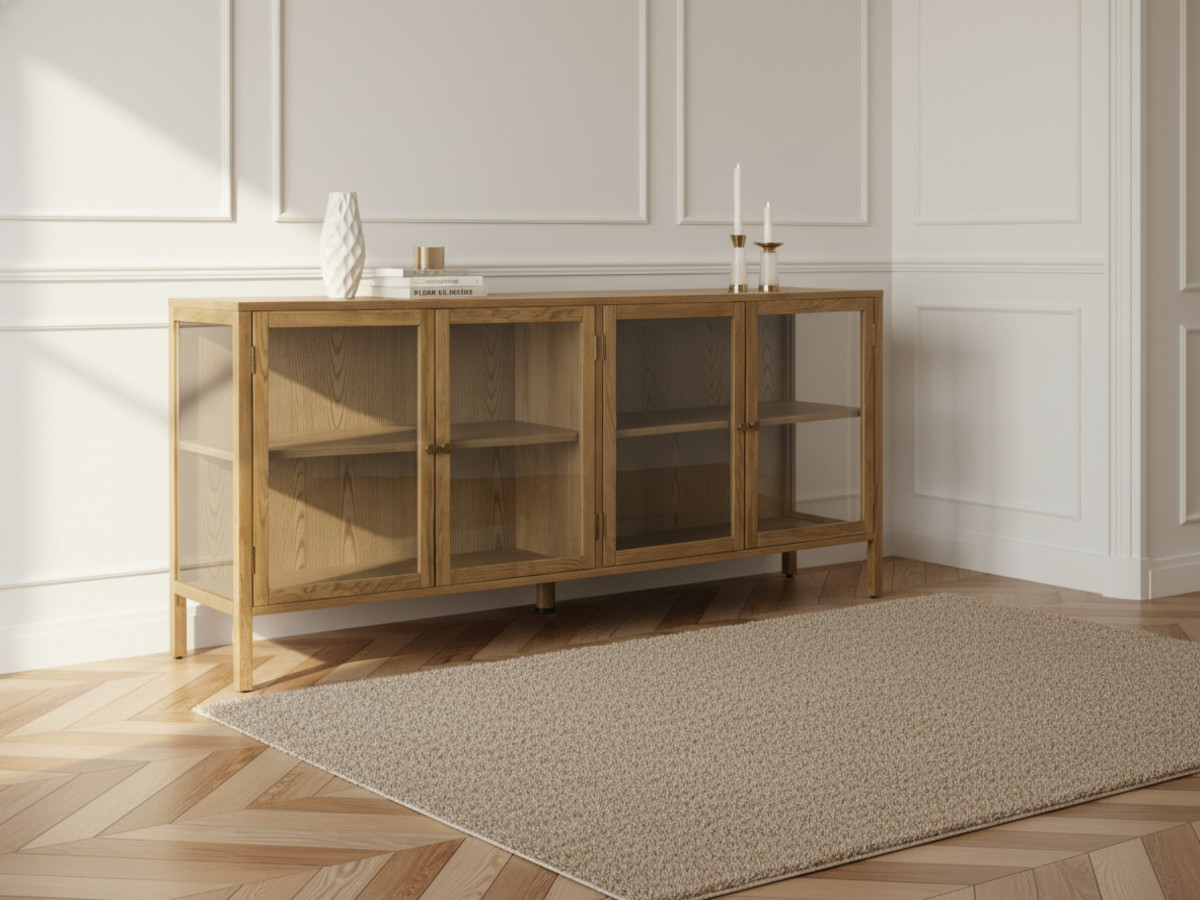 Ensemble CARMEN avec buffet 180 cm + meuble TV 160 cm placage chêne massif