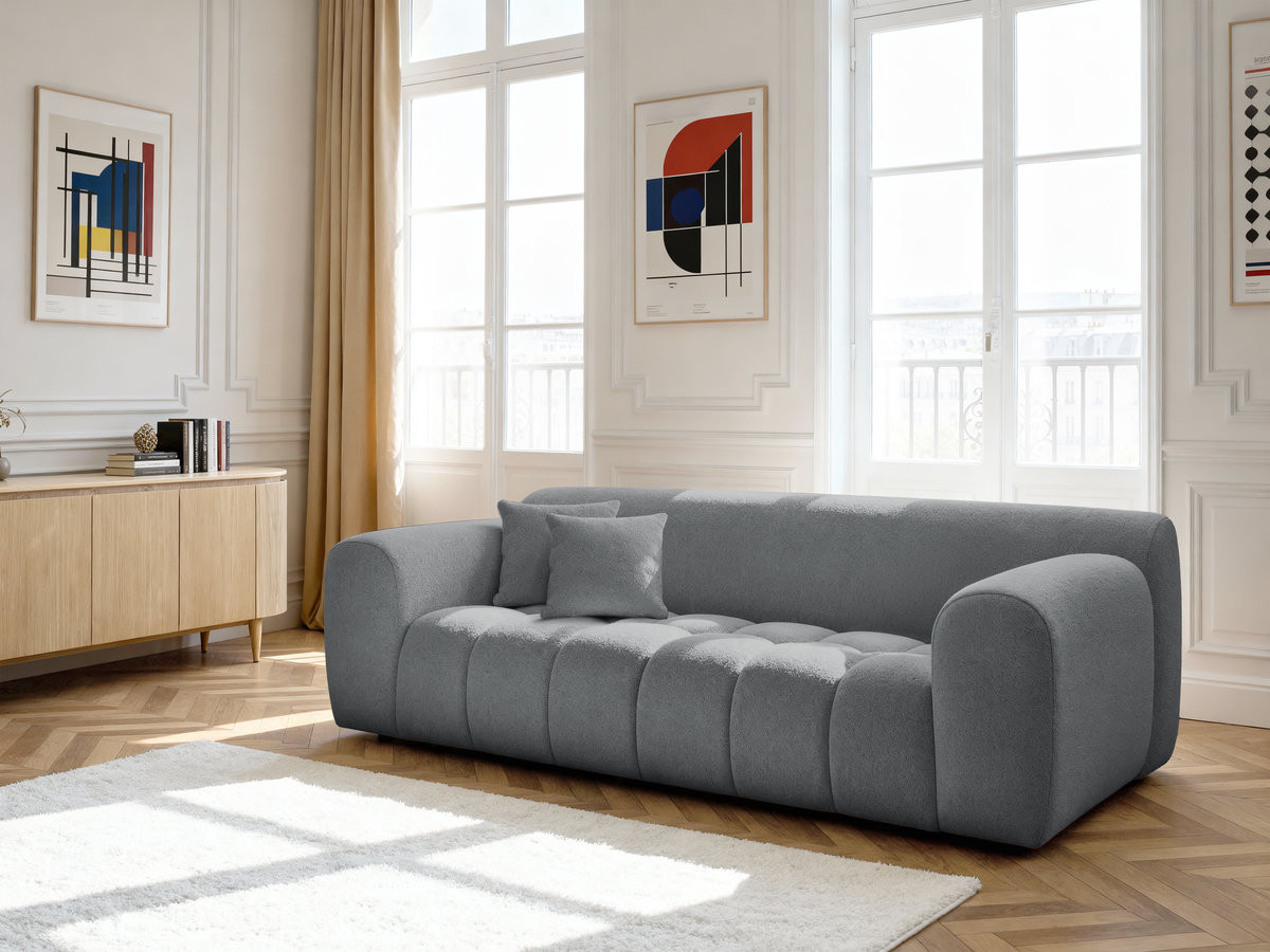 Canapé droit 3 places MELISSE chiné gris foncé