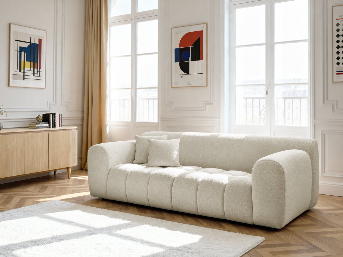 Canapé droit fixe 3 places MELISSE tissu chiné Canapé droit fixe 3 places MELISSE tissu chiné