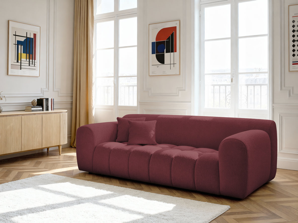 Canapé droit 3 places MELISSE chiné rouge