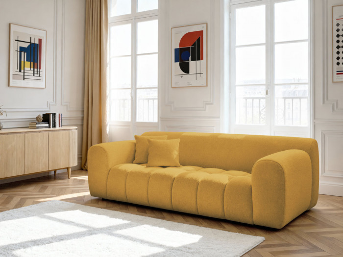 Canapé droit fixe 3 places MELISSE tissu chiné