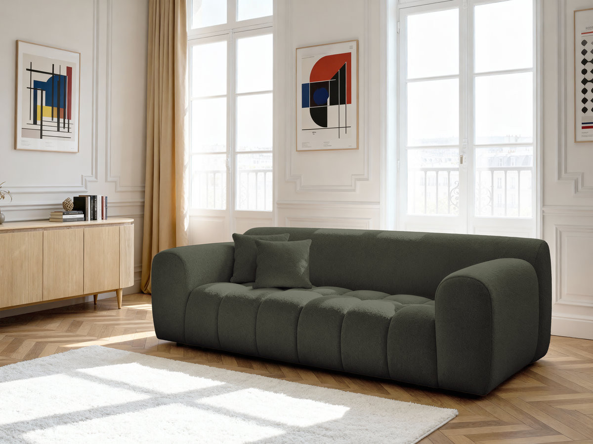 Canapé droit 3 places MELISSE chiné vert