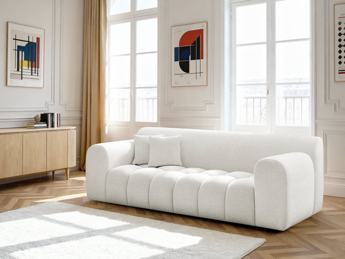 Canapé droit fixe 3 places MELISSE tissu texturé Canapé droit fixe 3 places MELISSE tissu texturé