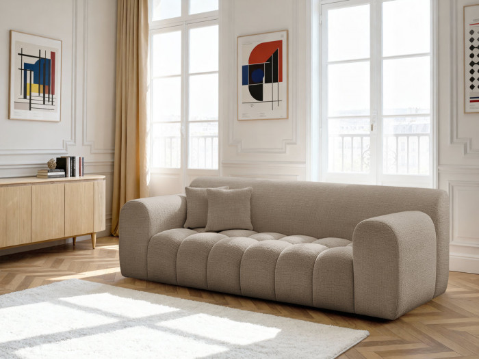 Canapé droit fixe 3 places MELISSE tissu texturé