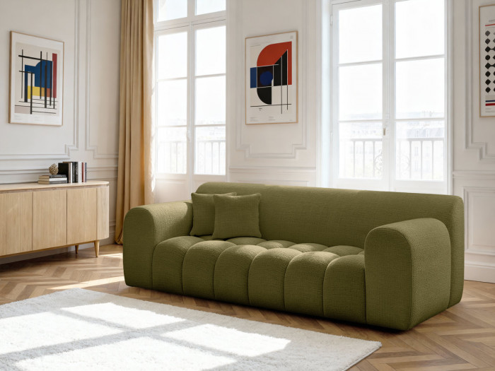 Canapé droit fixe 3 places MELISSE tissu texturé